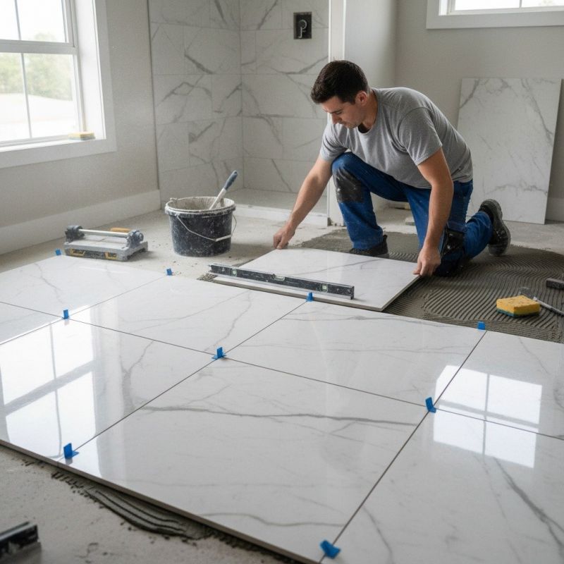 White Marble Tile Installation in Kansas City, KS